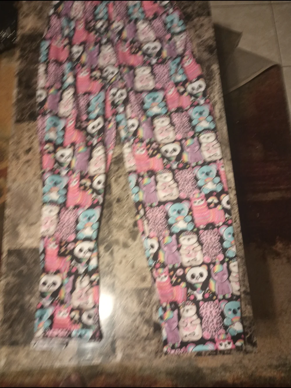 Place Multicolor Cartoon Print Leggings - Pink, Blue, Purple